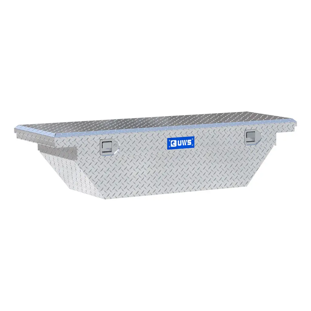 Bright Aluminum 60" Angled Crossover Tool Box with Low Profile (Heavy Packaging)