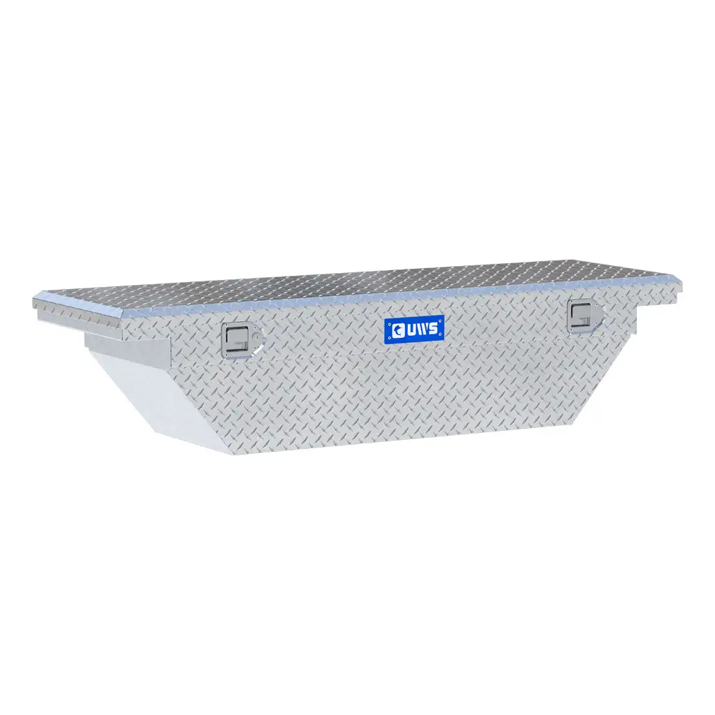 Bright Aluminum 63" Angled Crossover Tool Box with Low Profile (Heavy Packaging)
