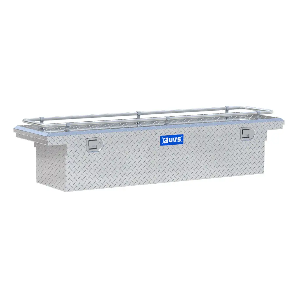 Bright Aluminum 69" Crossover Truck Tool Box with Low Profile & Rail
