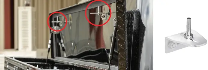 Lubricating truck tool box strikers and latches